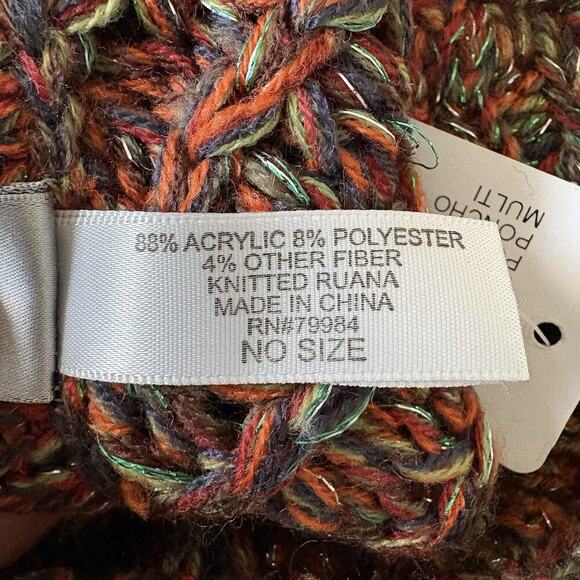 NWT Chico’s Shimmer Multicolored Poncho Lurex Puana‎ Crochet One Size (1338) - Picture 5 of 6